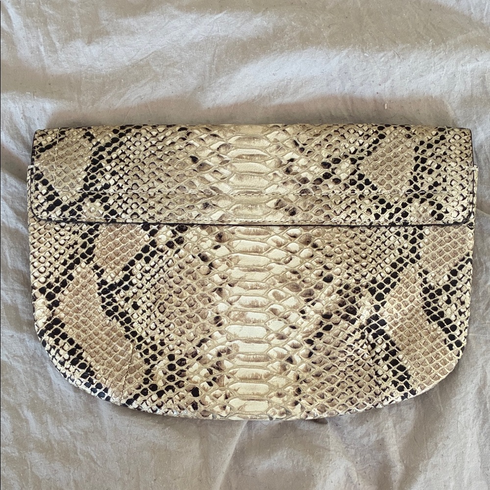 Banana Republic Snake Print Clutch with Gold Tone Frame - Picture 8 of 13